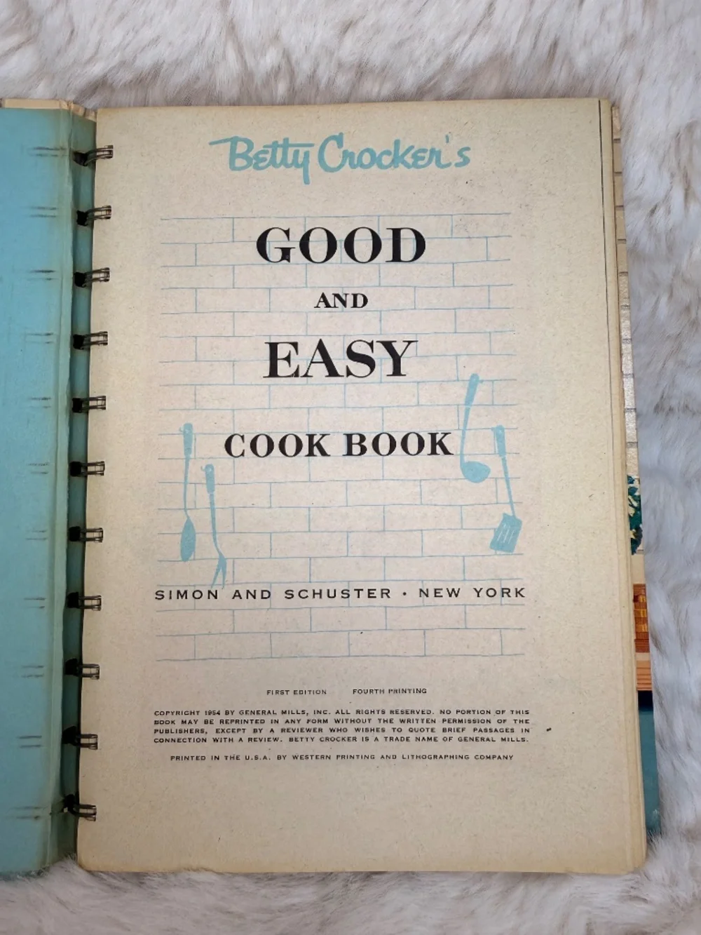 Vintage 1954 BETTY CROCKER' GOOD AND EASY COOK BOOK First Edition Fourth Print